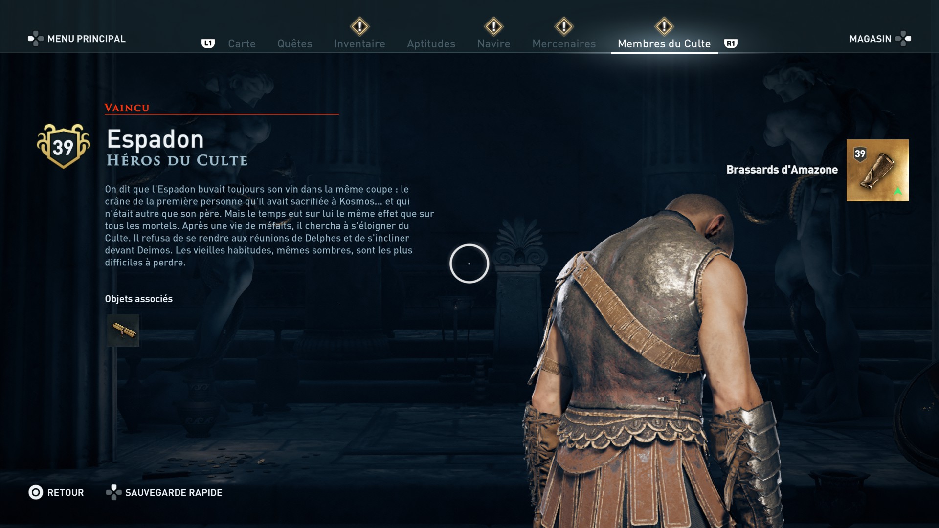 Assassin's Creed Odyssey trouver et tuer les adeptes du culte du Kosmos, ps4, xbox one, pc, ubisoft, jeu vidéo, chrysis, adorateur de la lignée