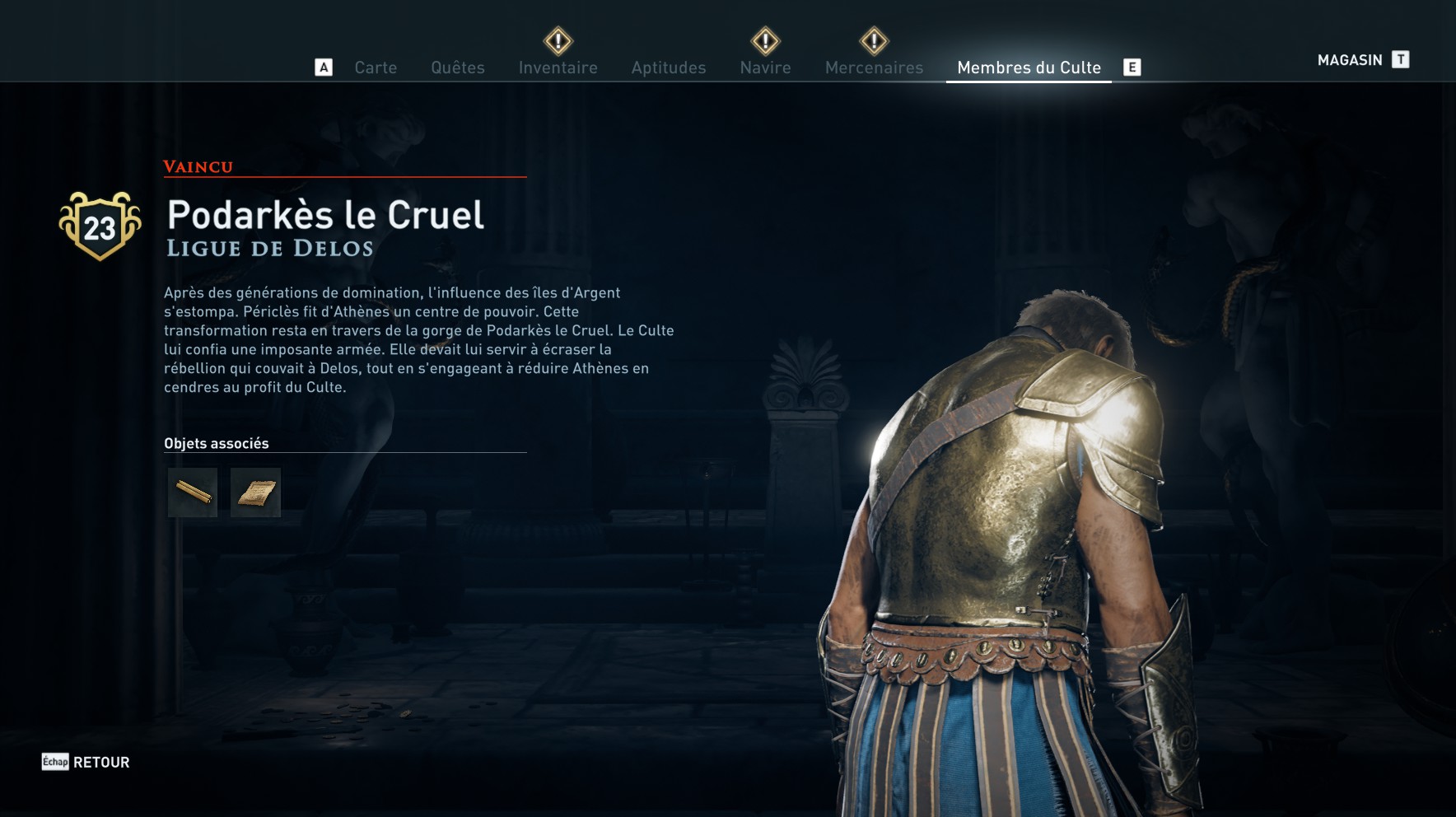 Assassin's Creed Odyssey trouver et tuer les adeptes du culte du Kosmos, ps4,, xbox one, pc, ubisoft, jeu vidéo, podarkes le cruel